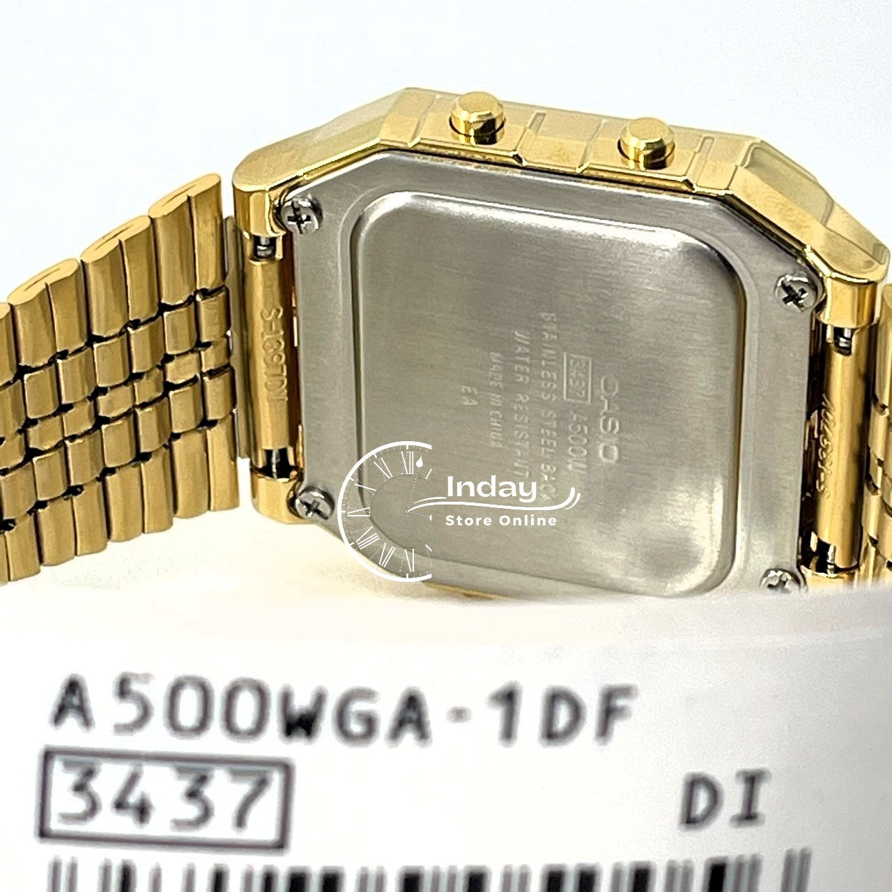 Casio Vintage Unisex Watch A500WGA-1 Gold Plated Stainless Steel Self-adjustable Band