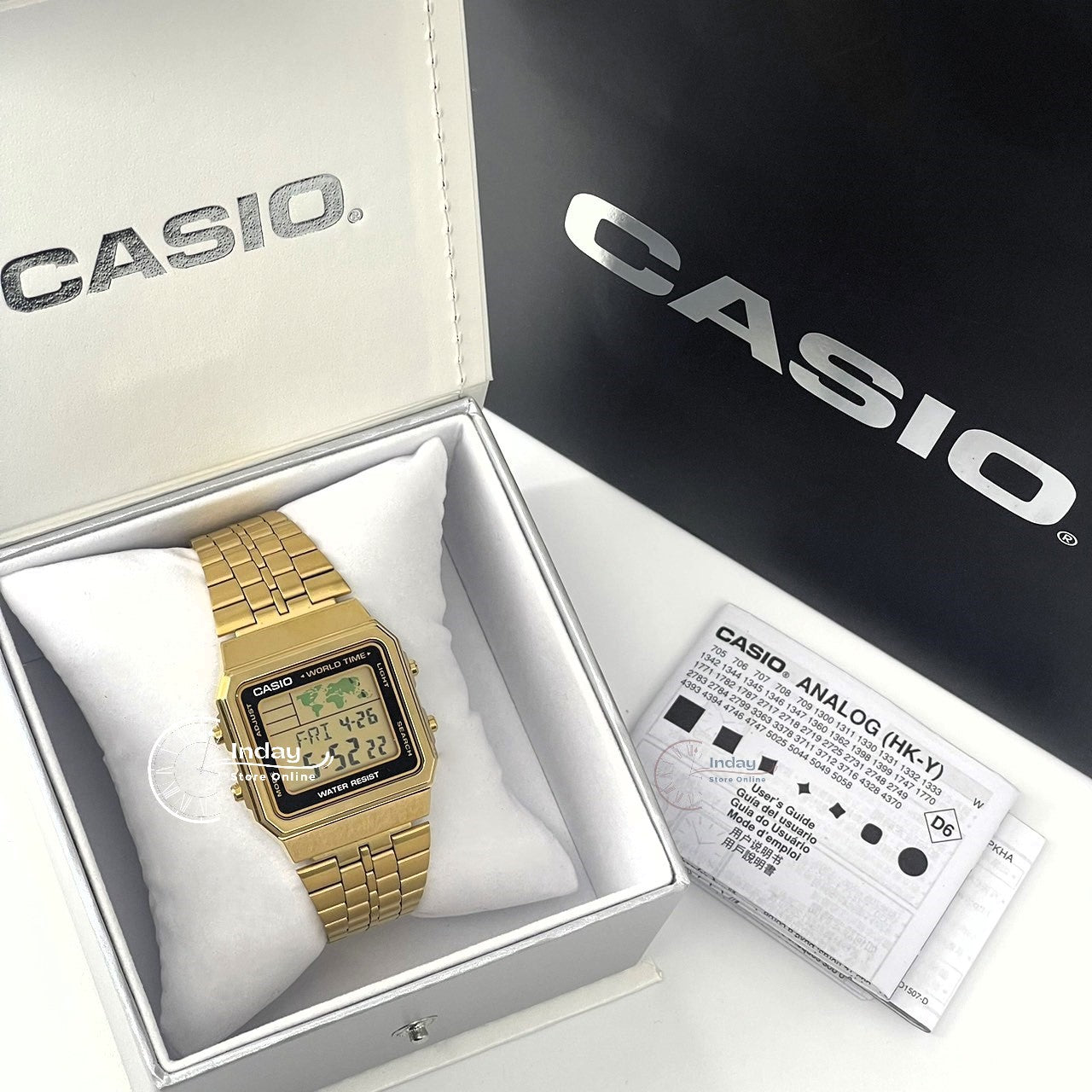 Casio Vintage Unisex Watch A500WGA-1 Gold Plated Stainless Steel Self-adjustable Band