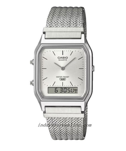 Casio Vintage Unisex Watch AQ-230EM-7A Resin Glass Stainless Steel Mesh Band
Adjustable Clasp Battery Life 3: Years