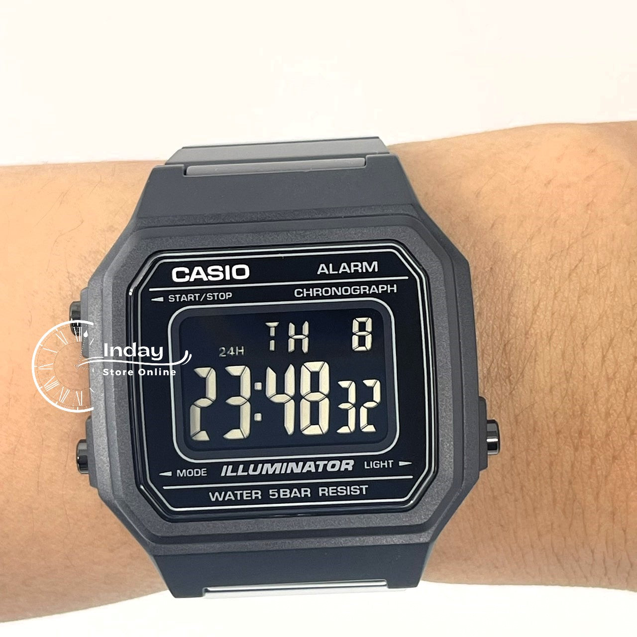 Casio Vintage Unisex Watch B650WB-1B Black Plated Stainless Steel Strap Self-adjustable Band