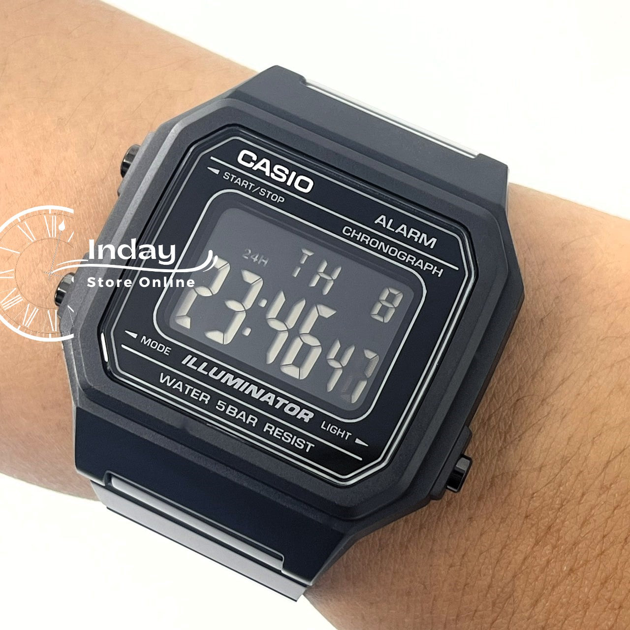 Casio Vintage Unisex Watch B650WB-1B Black Plated Stainless Steel Strap Self-adjustable Band