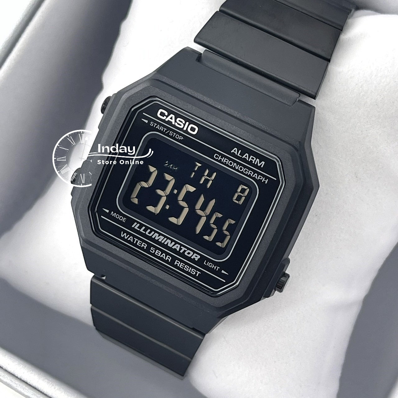Casio Vintage Unisex Watch B650WB-1B Black Plated Stainless Steel Strap Self-adjustable Band