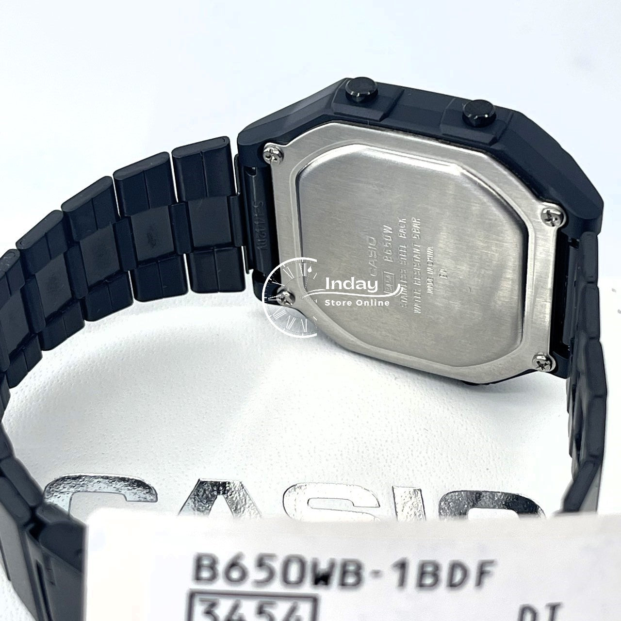 Casio Vintage Unisex Watch B650WB-1B Black Plated Stainless Steel Strap Self-adjustable Band