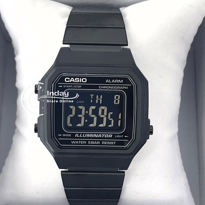Casio Vintage Unisex Watch B650WB-1B Black Plated Stainless Steel Strap Self-adjustable Band