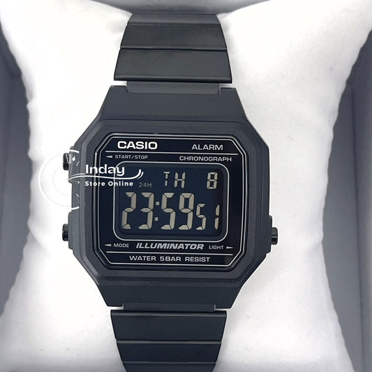 Casio Vintage Unisex Watch B650WB-1B Black Plated Stainless Steel Strap Self-adjustable Band