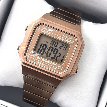 Casio Vintage Unisex Watch B650WC-5A Rose Gold Plated Stainless Steel Strap Self-adjustable Band