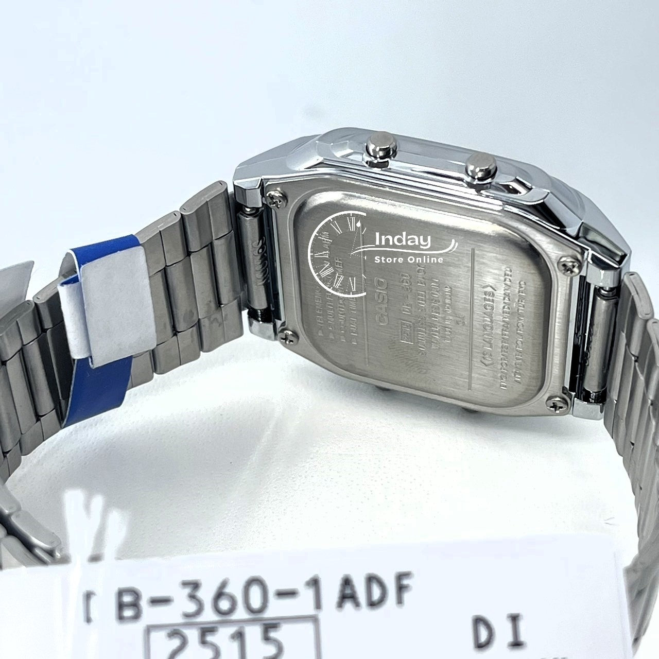 Casio Vintage Unisex Watch DB-360-1A Silver Plated Stainless Steel Strap Self-adjustable Band