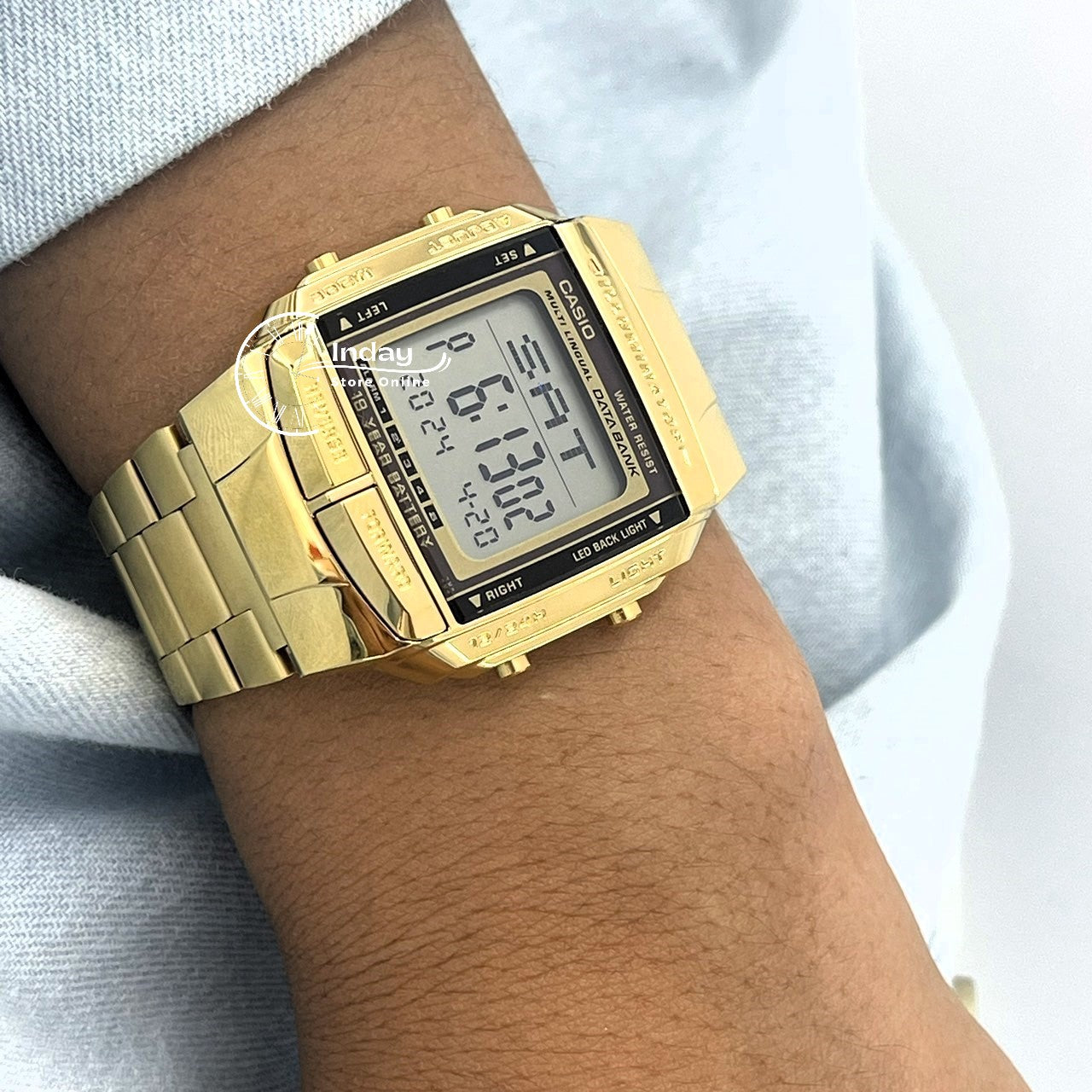 Casio Vintage Unisex Watch DB-360G-9A Gold Plated Stainless Steel Self-adjustable Band