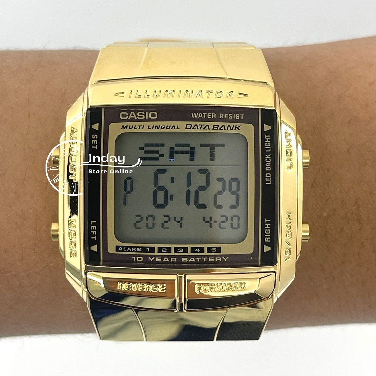 Casio Vintage Unisex Watch DB-360G-9A Gold Plated Stainless Steel Self-adjustable Band