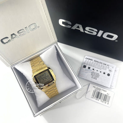 Casio Vintage Unisex Watch DB-360G-9A Gold Plated Stainless Steel Self-adjustable Band