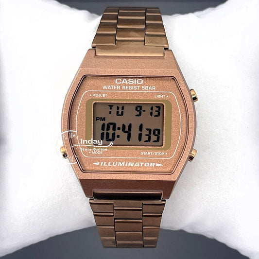 Casio Vintage Women's Watch B640WC-5A Rose Gold Plated Stainless Steel Self-adjustable Band
