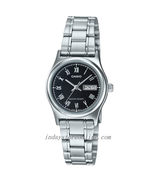 Casio Standard Women's Watch LTP-V006D-1B Mineral Glass Stainless Steel Band Battery Life: 3 Years