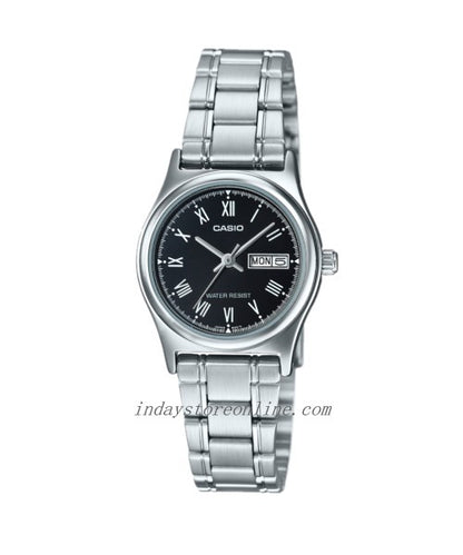 Casio Standard Women's Watch LTP-V006D-1B Mineral Glass Stainless Steel Band Battery Life: 3 Years