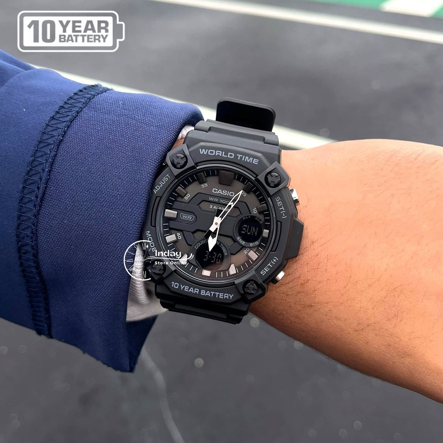 Casio Analog-Digital Men's Watch AEQ-120W-1B Resin Glass Resin Band Battery Life: 10 Years