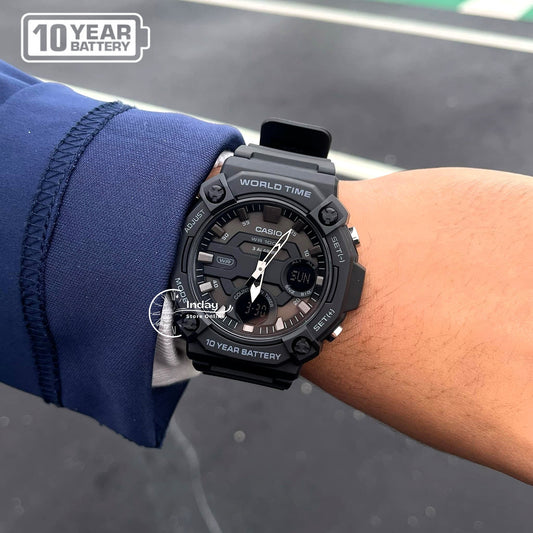 Casio Analog-Digital Men's Watch AEQ-120W-1B Resin Glass Resin Band Battery Life: 10 Years