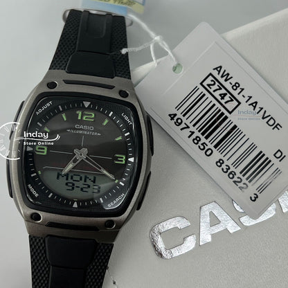 Casio Analog-Digital Men's Watch AW-81-1A1 Resin Band Resin Glass Battery Life 10-Years