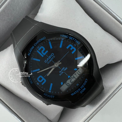 Casio Analog-Digital Men's Watch AW-90H-2B Resin Band Resin Glass