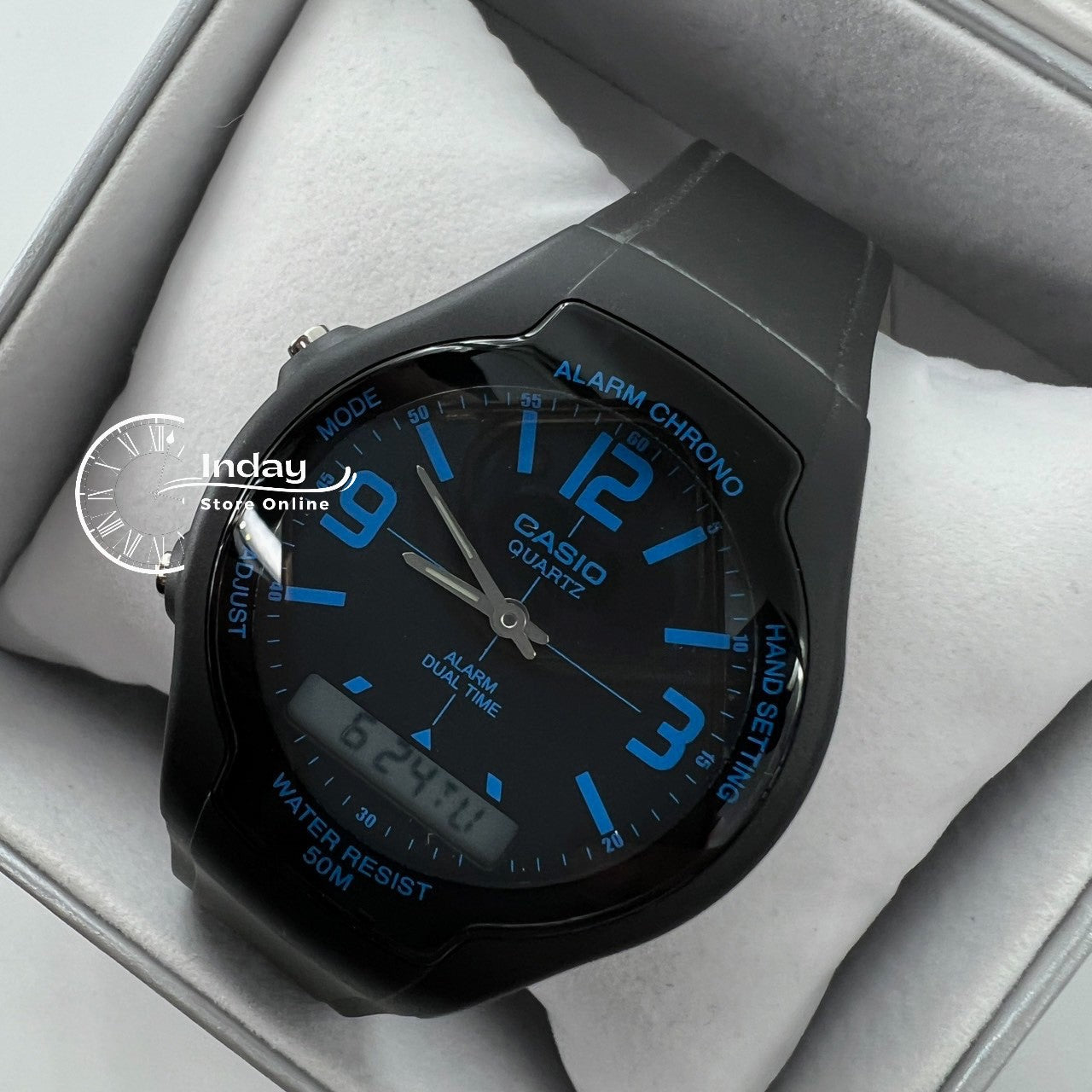 Casio Analog-Digital Men's Watch AW-90H-2B Resin Band Resin Glass