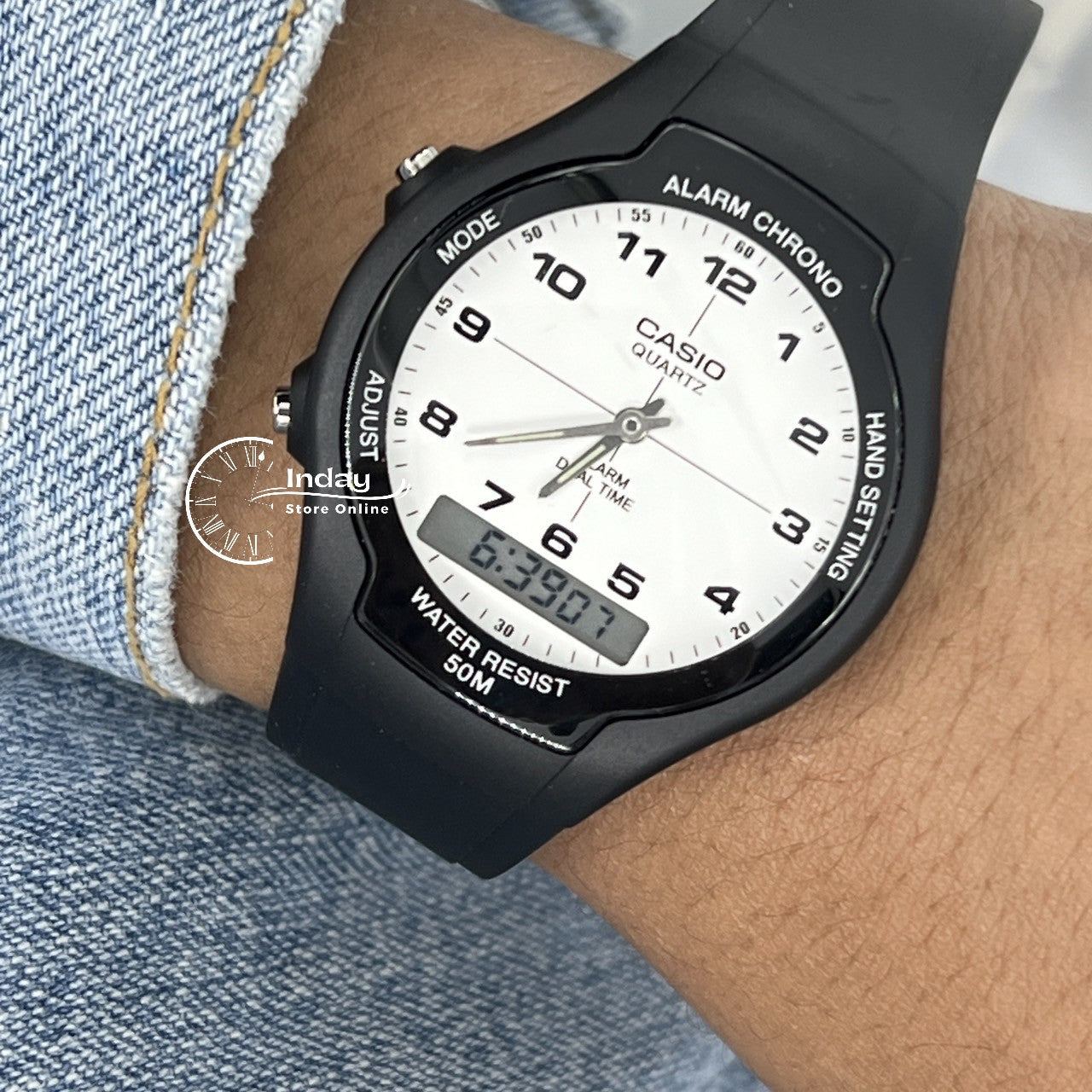 Casio Analog-Digital Men's Watch AW-90H-7B Resin Band Resin Glass