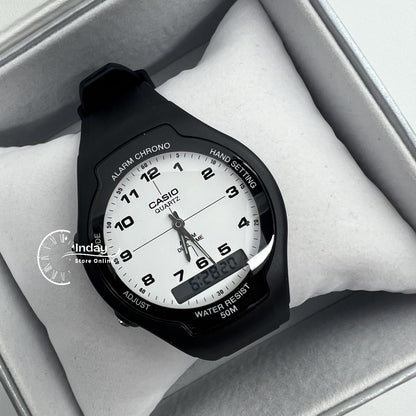 Casio Analog-Digital Men's Watch AW-90H-7B Resin Band Resin Glass