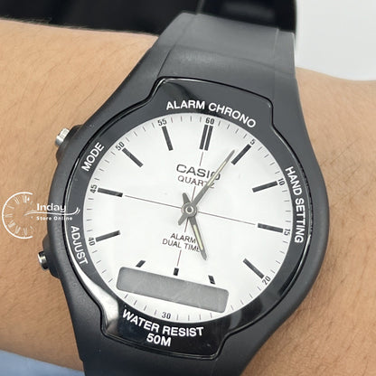 Casio Analog-Digital Men's Watch AW-90H-7E Resin Band Resin Glass