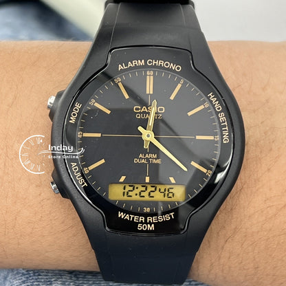 Casio Analog-Digital Men's Watch AW-90H-9E Resin Band Resin Glass
