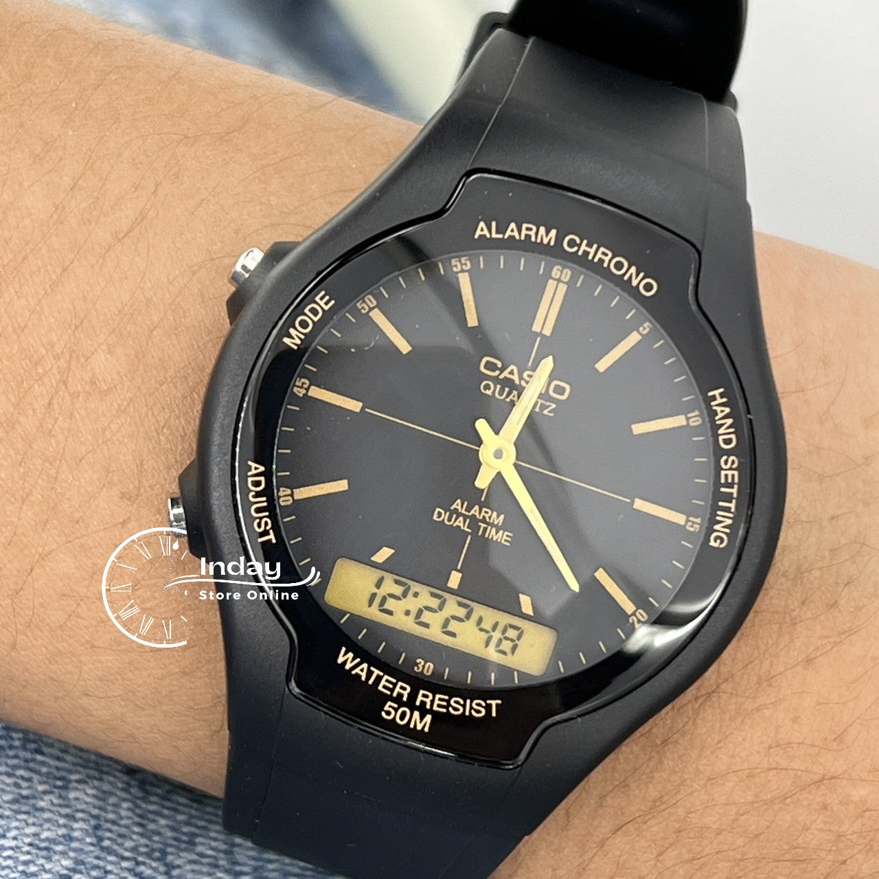 Casio Analog-Digital Men's Watch AW-90H-9E Resin Band Resin Glass