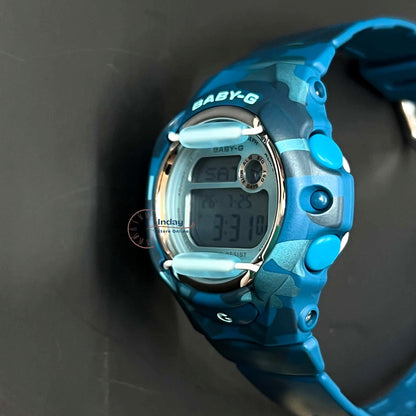 Casio Baby-G Digital Watch BG-169CM-2 Mineral Glass Resin Band Shock Resistant Blue Green Camouflage Color Battery Life: 3 Years