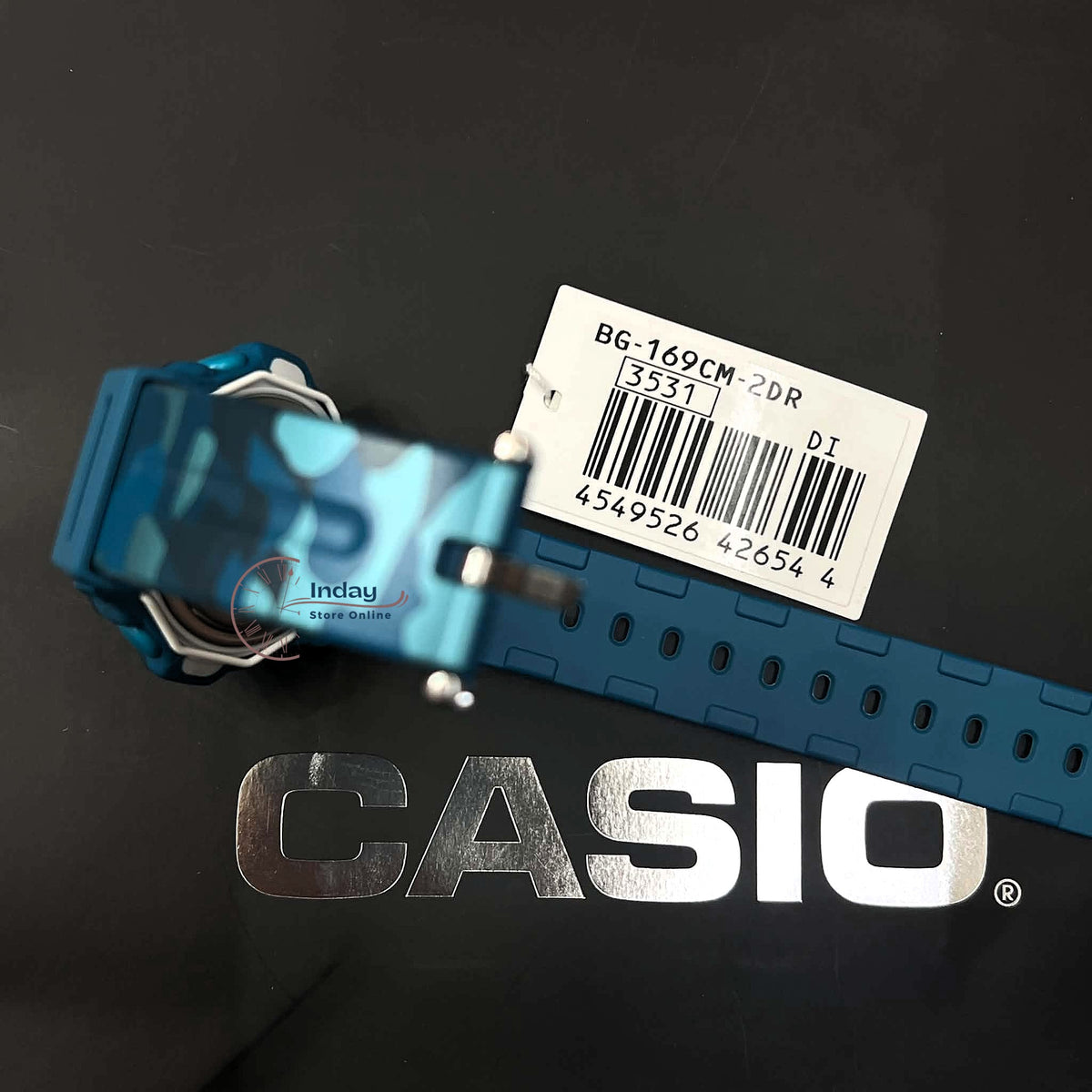 Casio Baby-G Digital Watch BG-169CM-2 Mineral Glass Resin Band Shock Resistant Blue Green Camouflage Color Battery Life: 3 Years