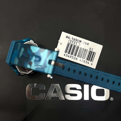 Casio Baby-G Digital Watch BG-169CM-2 Mineral Glass Resin Band Shock Resistant Blue Green Camouflage Color Battery Life: 3 Years