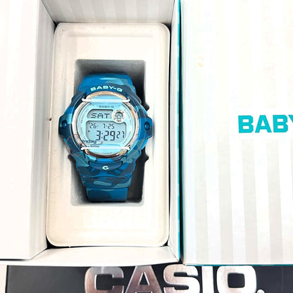 Casio Baby-G Digital Watch BG-169CM-2 Mineral Glass Resin Band Shock Resistant Blue Green Camouflage Color Battery Life: 3 Years