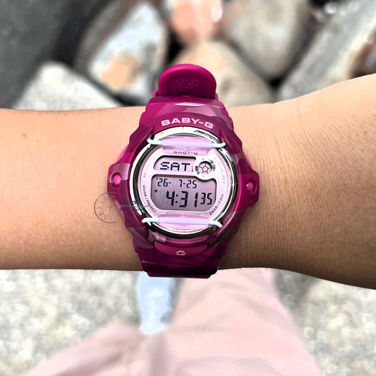Casio Baby-G Digital Watch BG-169CM-4 Mineral Glass Resin Band Shock Resistant Pink Camouflage Color Battery Life: 3 Years