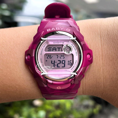 Casio Baby-G Digital Watch BG-169CM-4 Mineral Glass Resin Band Shock Resistant Pink Camouflage Color Battery Life: 3 Years