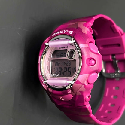 Casio Baby-G Digital Watch BG-169CM-4 Mineral Glass Resin Band Shock Resistant Pink Camouflage Color Battery Life: 3 Years
