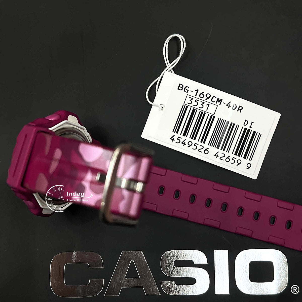 Casio Baby-G Digital Watch BG-169CM-4 Mineral Glass Resin Band Shock Resistant Pink Camouflage Color Battery Life: 3 Years