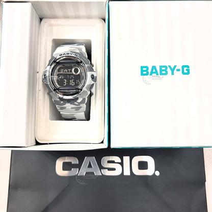 Casio Baby-G Digital Watch BG-169CMB-8 Mineral Glass Resin Band Shock Resistant Gray Camouflage Color Battery Life: 3 Years