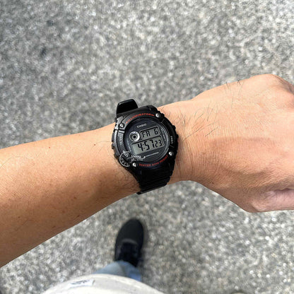 Casio Digital Men's Watch W-216H-1A Digital Resin Band Mineral Glass