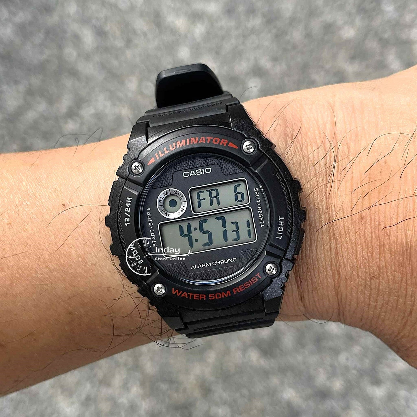 Casio Digital Men's Watch W-216H-1A Digital Resin Band Mineral Glass