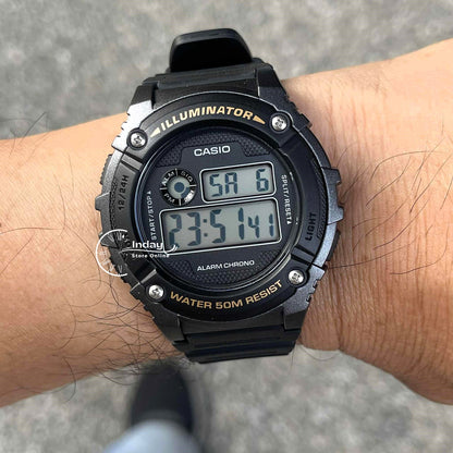 Casio Digital Men's Watch W-216H-1B Digital Resin Band Mineral Glass