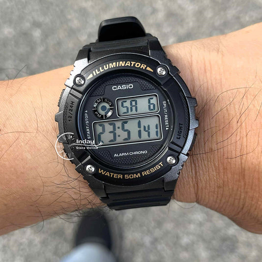 Casio Digital Men's Watch W-216H-1B Digital Resin Band Mineral Glass