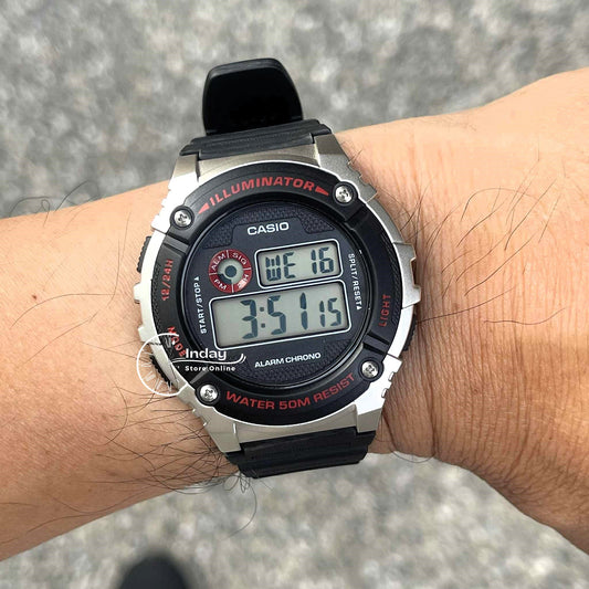 Casio Digital Men's Watch W-216H-1C Digital Resin Band Mineral Glass