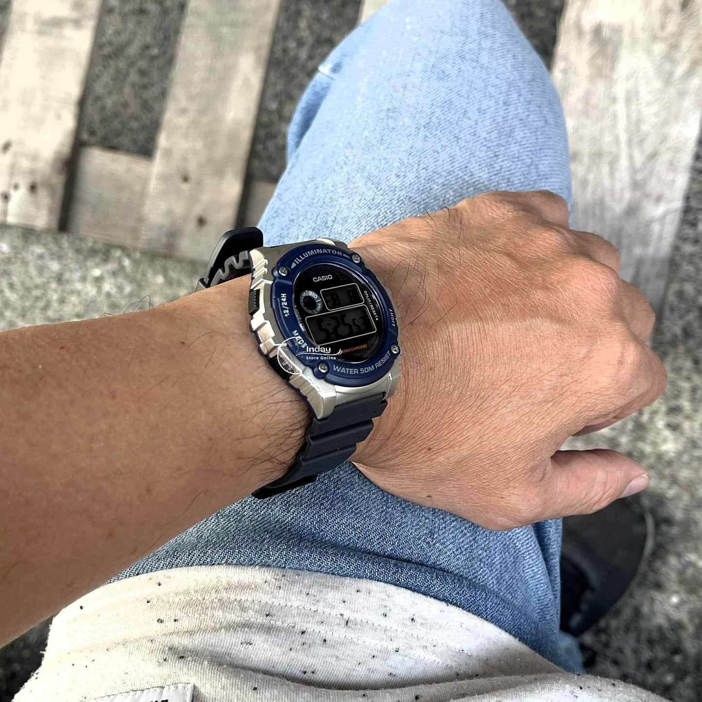 Casio Digital Men's Watch W-216H-2A Digital Resin Band Resin Glass Battery Life: 7 years