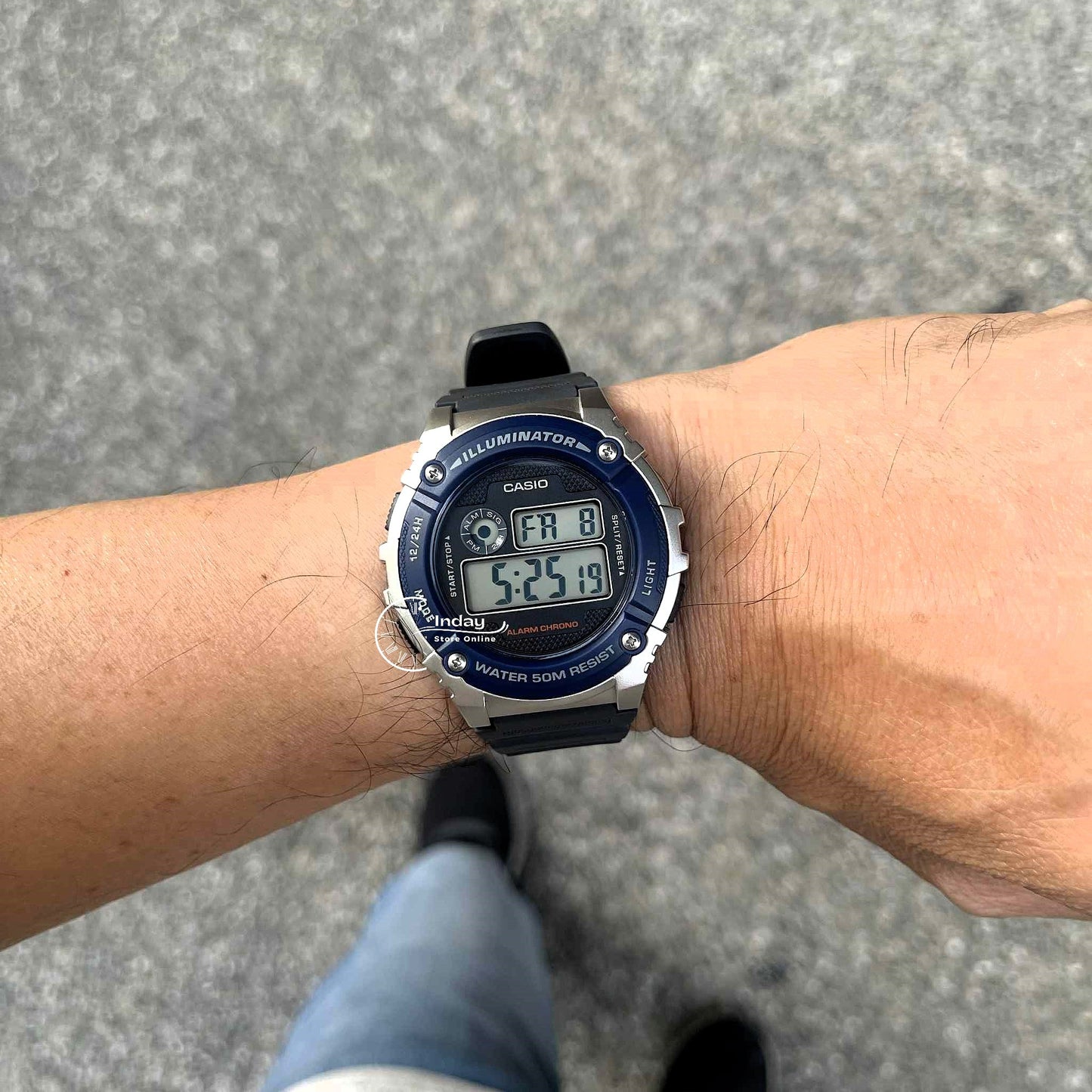 Casio Digital Men's Watch W-216H-2A Digital Resin Band Resin Glass Battery Life: 7 years