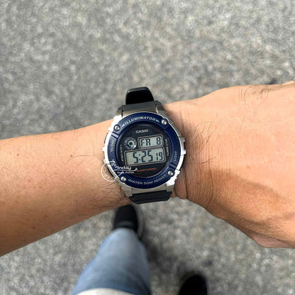 Casio Digital Men's Watch W-216H-2A Digital Resin Band Resin Glass Battery Life: 7 years