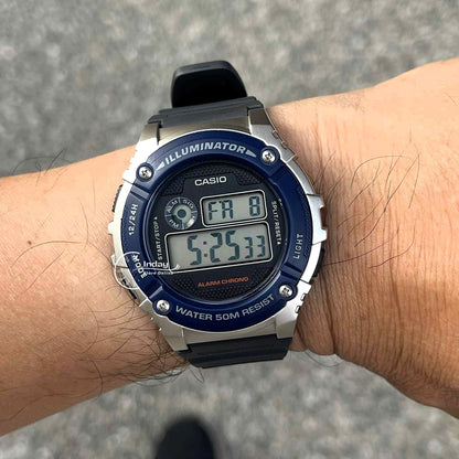 Casio Digital Men's Watch W-216H-2A Digital Resin Band Resin Glass Battery Life: 7 years