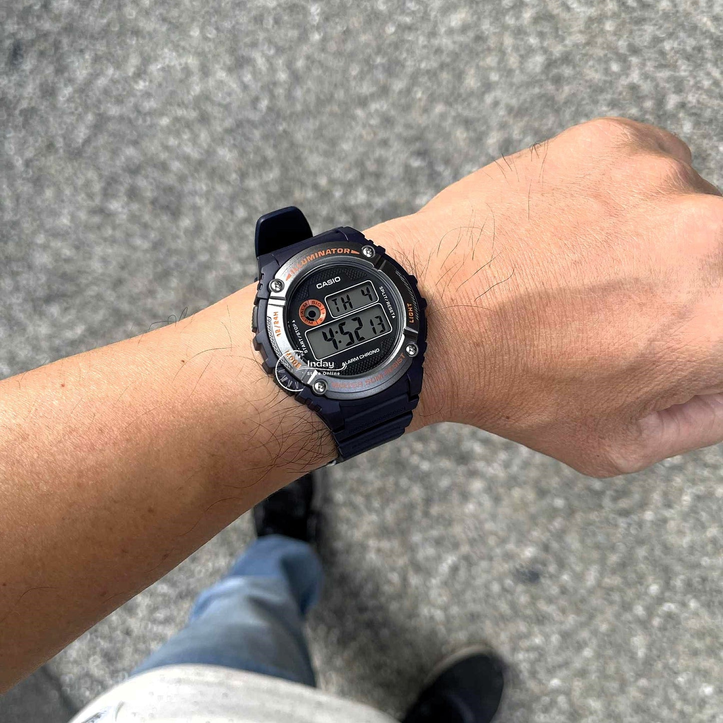 Casio Digital Men's Watch W-216H-2B Digital Resin Band Resin Glass Battery Life: 7 years