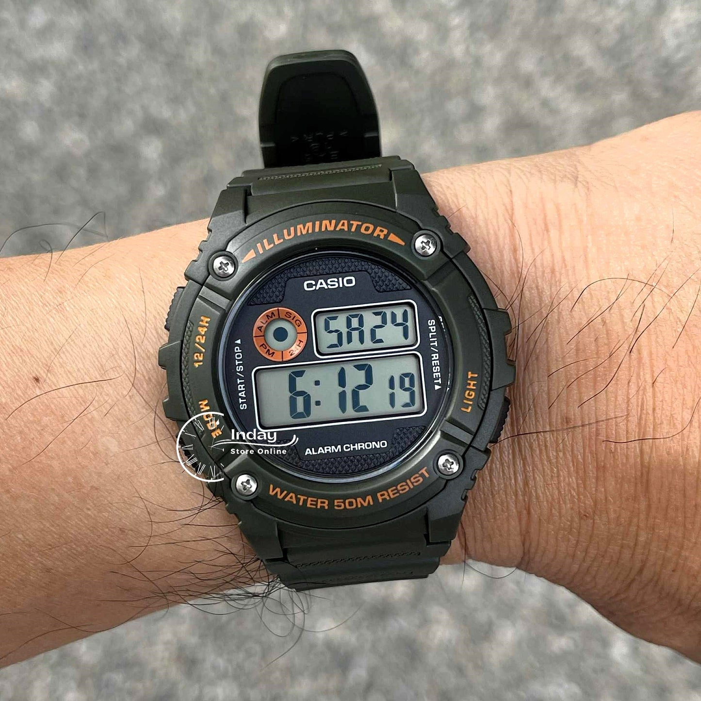 Casio Digital Men's Watch W-216H-3B Digital Resin Band Resin Glass Battery Life: 7 years