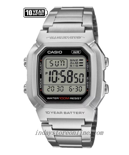 Casio Digital  Men's Watch W-800HD-1A Resin Glass Stainless Steel Band BatteryLlife: 10 Years