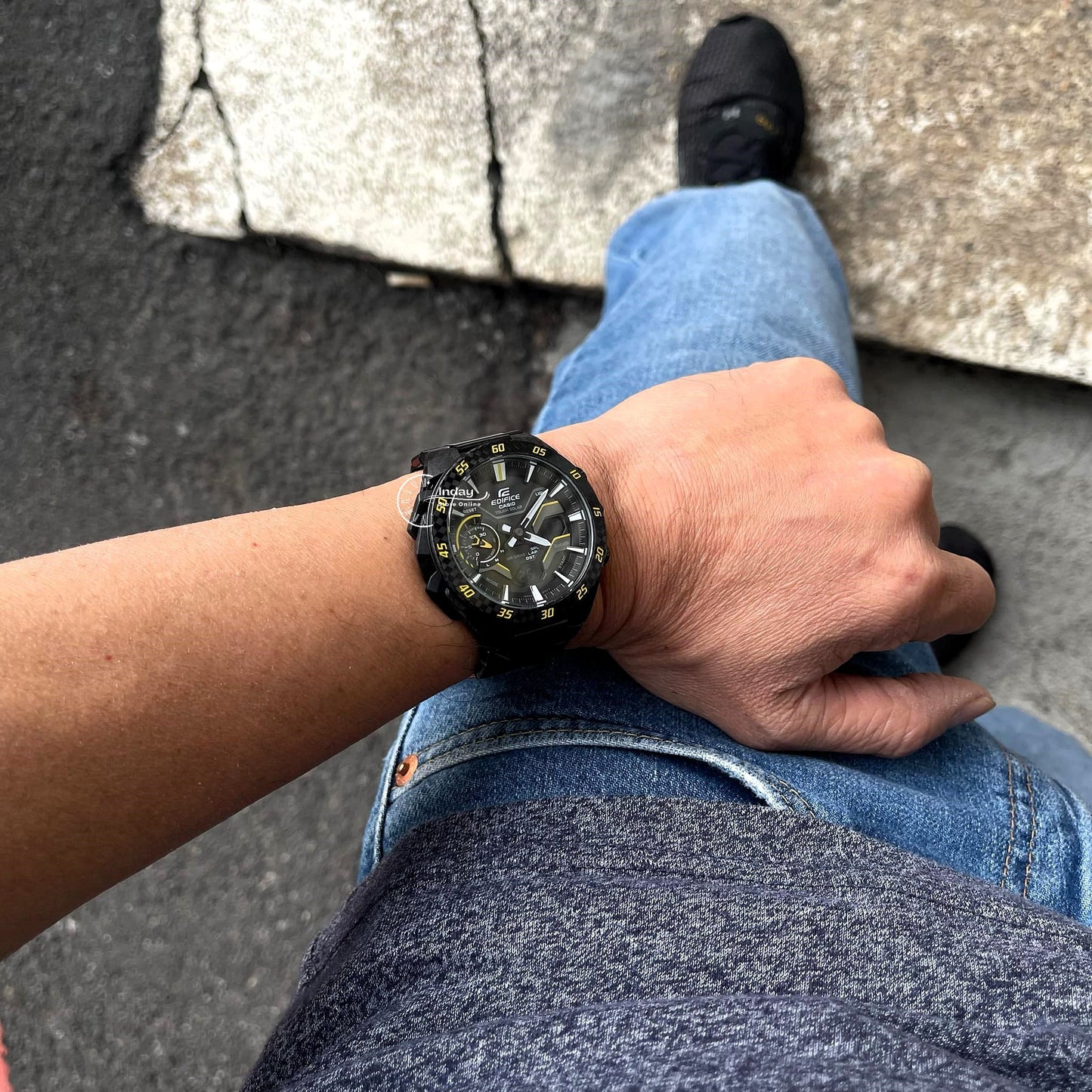 Casio Edifice Men's Watch ECB-2200RC-1A9 Mineral Glass Stainless Steel Band Bluetooth Tough Solar