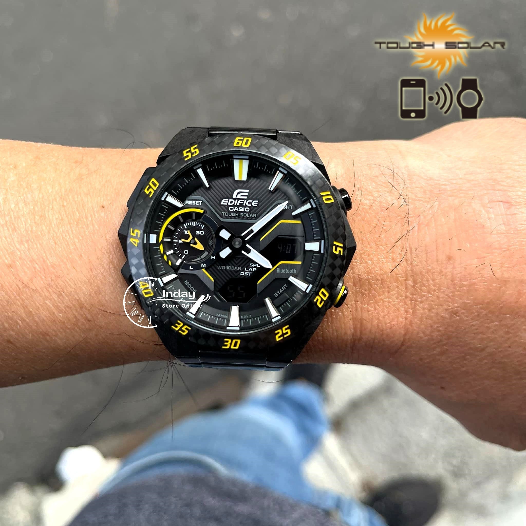 Casio Edifice Men's Watch ECB-2200RC-1A9 Mineral Glass Stainless